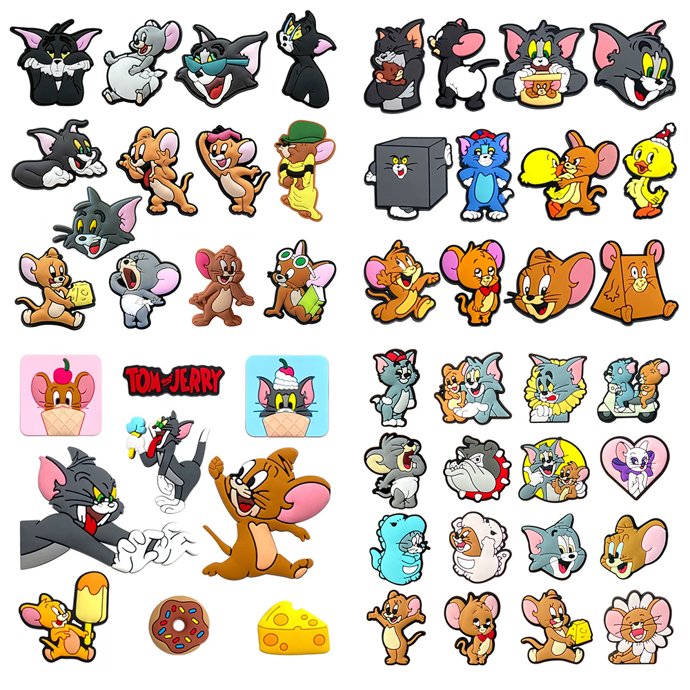 9-100 Piezas de Dijes de Zapatos de Gato y Ratón, Adornos para Sandalias, Pulseras, Decoración de Zapatos, Hebilla para Niños y Niñas, Regalo de Cumpleaños