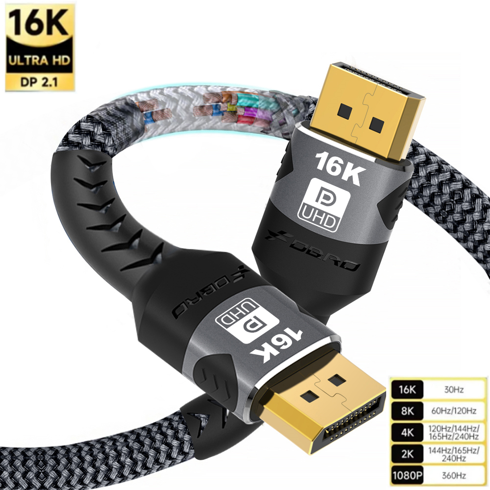 FDBRO DP 2.1 Kabel DisplayPort 16K@30Hz 8K@60Hz Adapter portu wyświetlacza HDR do telewizora 3080 Video PC Laptop TV Monitor do gier