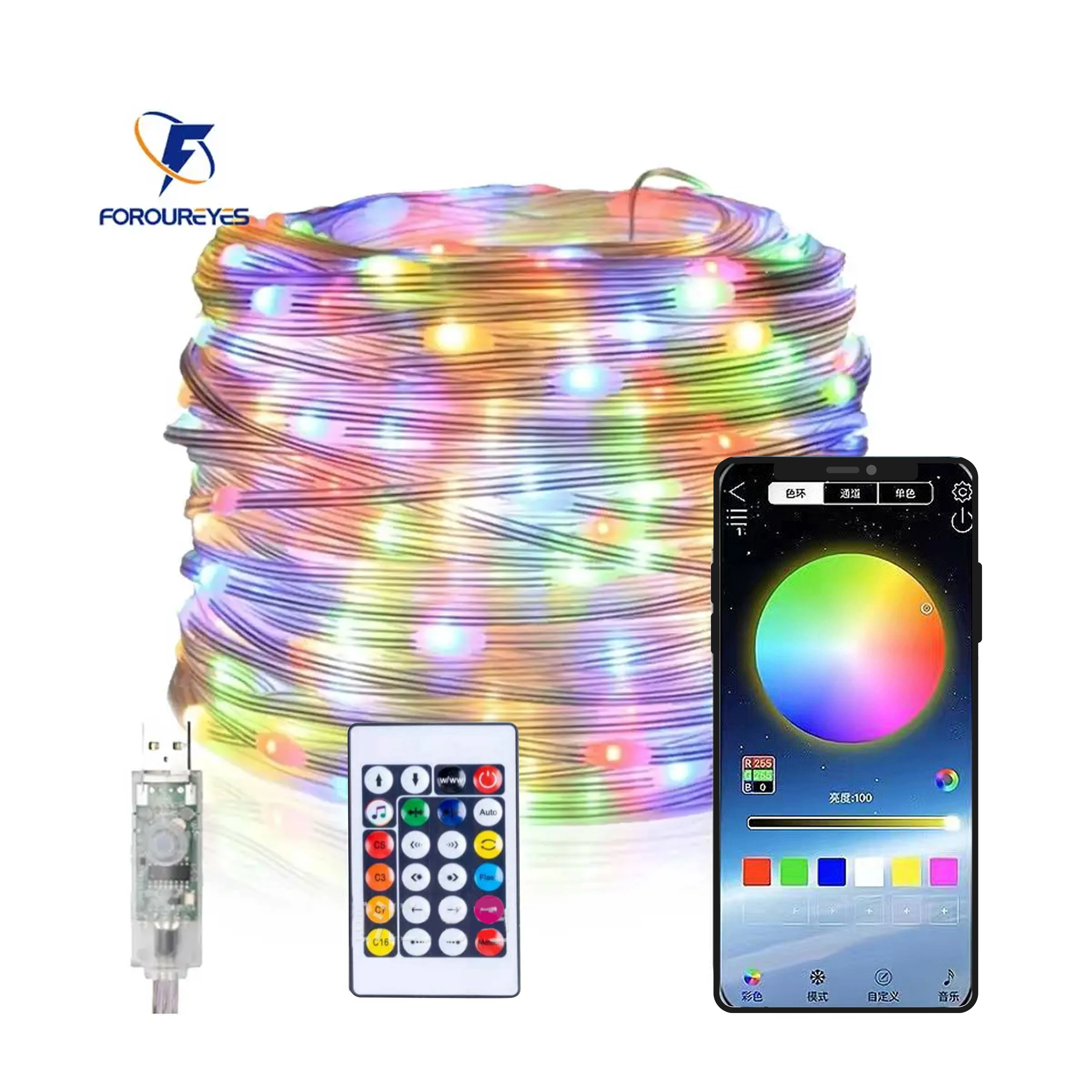 Guirlande lumineuse Led féerique USB, couleur de rêve, intelligente, télécommande APP, pour chambre, mariage, décoration d'arbre de noël, 5m, 10m, 20m
