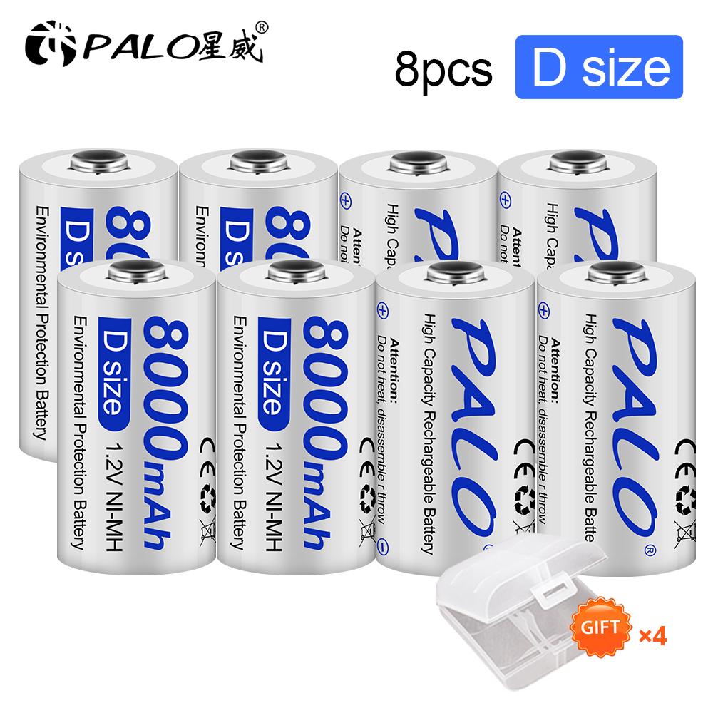 PALO 1,2 V D-Akku, 8000 mAh, R20 LR20, Typ D NiMH-Akku für Haushaltswarmwasserbereiter mit Erdgasherd