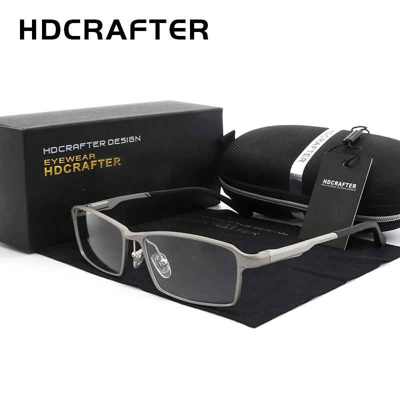 HDCRAFTER 17g Occhiali da vista in titanio puro Telaio da uomo Occhiali da vista Miopia Cerniera a molla Montature per occhiali a cerchio completo in metallo