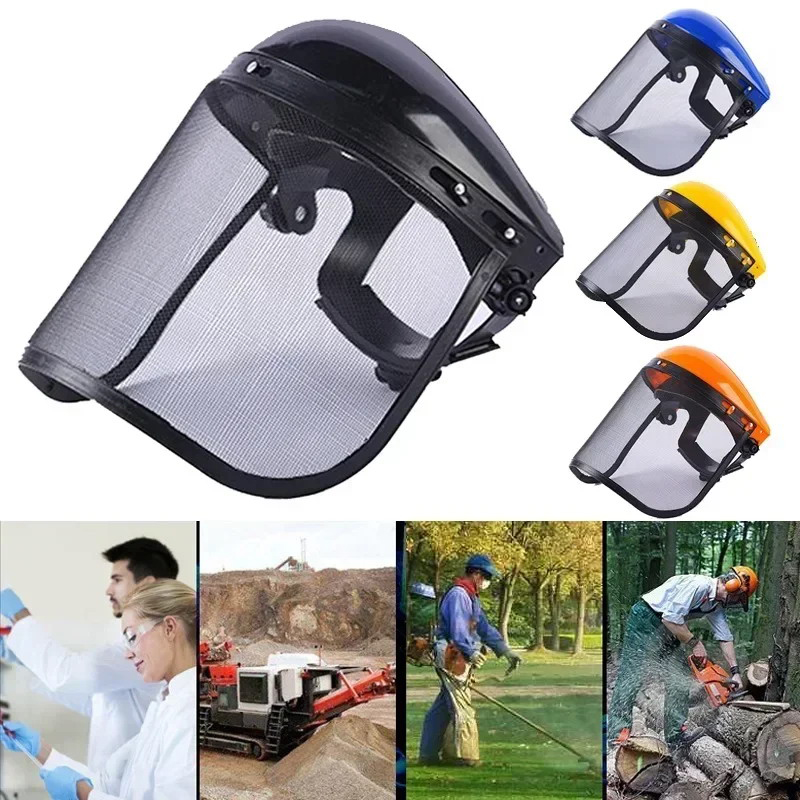 Kask ochronny do koszenia trawy z siatkową maską na całą twarz, do prac leśnych, koszenia krzaków i ochrony przy praceach w terenie - 1 sztuka.
