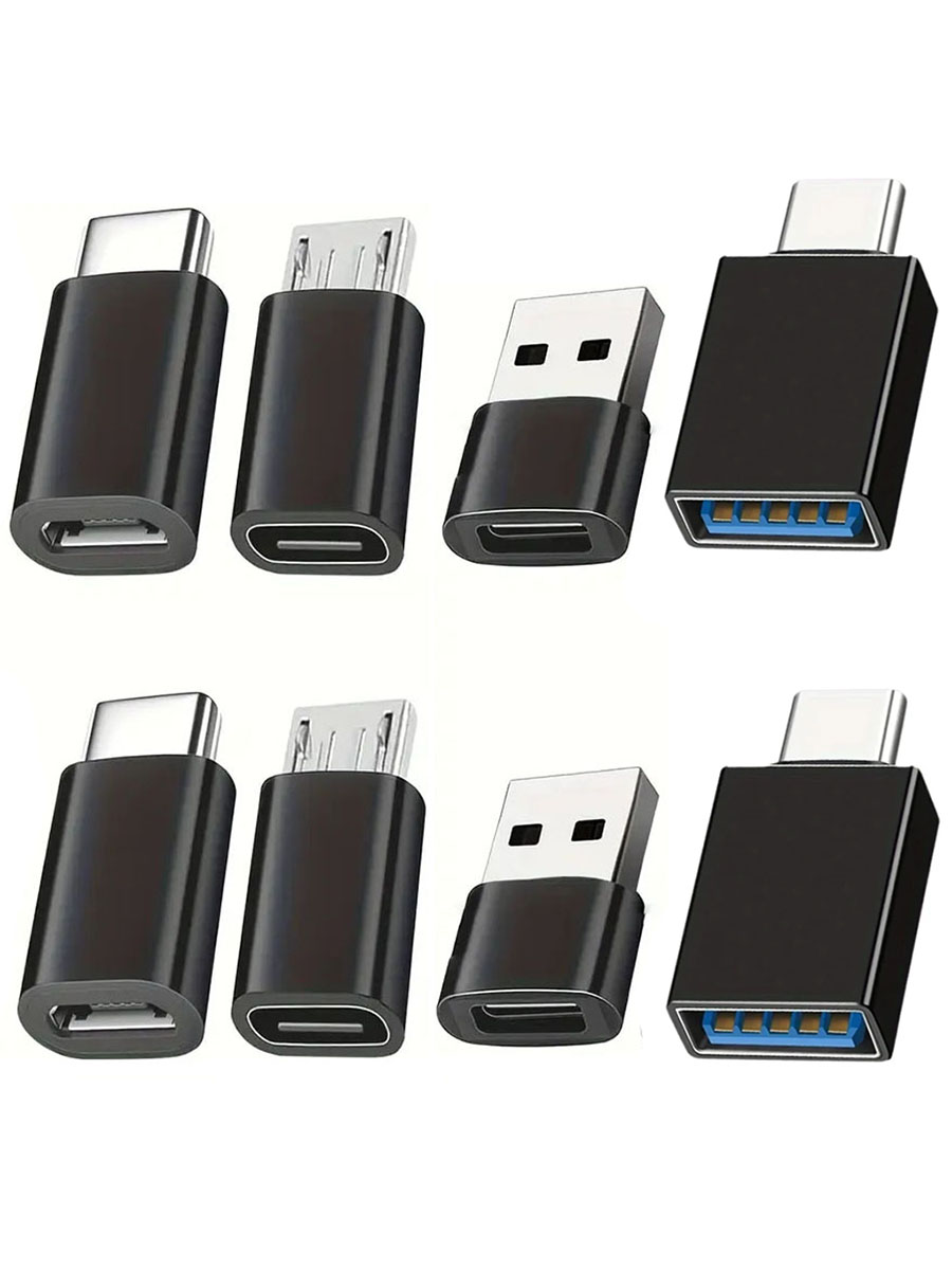 8-teiliges USB-zu-USB-C-Adapter-Set, USB Typ-C Buchse zu USB-Adapter, Micro-USB zu USB-C Buchse-Stecker-Konverter, für Laptop und Auto