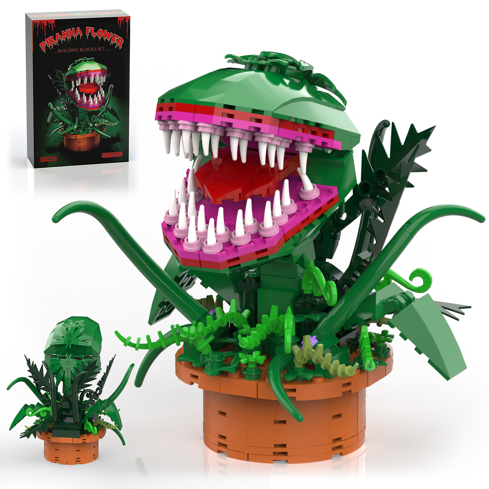 Audrey Piranha Planta Blocos de Construção, Tijolos Compatíveis com Lego, Pequena Loja de Horrores, Flores, Halloween, Presente de Natal