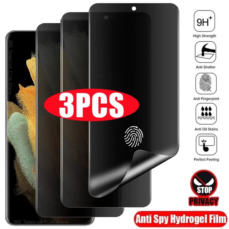 Funda protectora de película de hidrogel antiespía para Samsung Galaxy S21 S20 S22 S23 Ultra Note 20 10 Fe S10 Plus S10E, 3 uds.