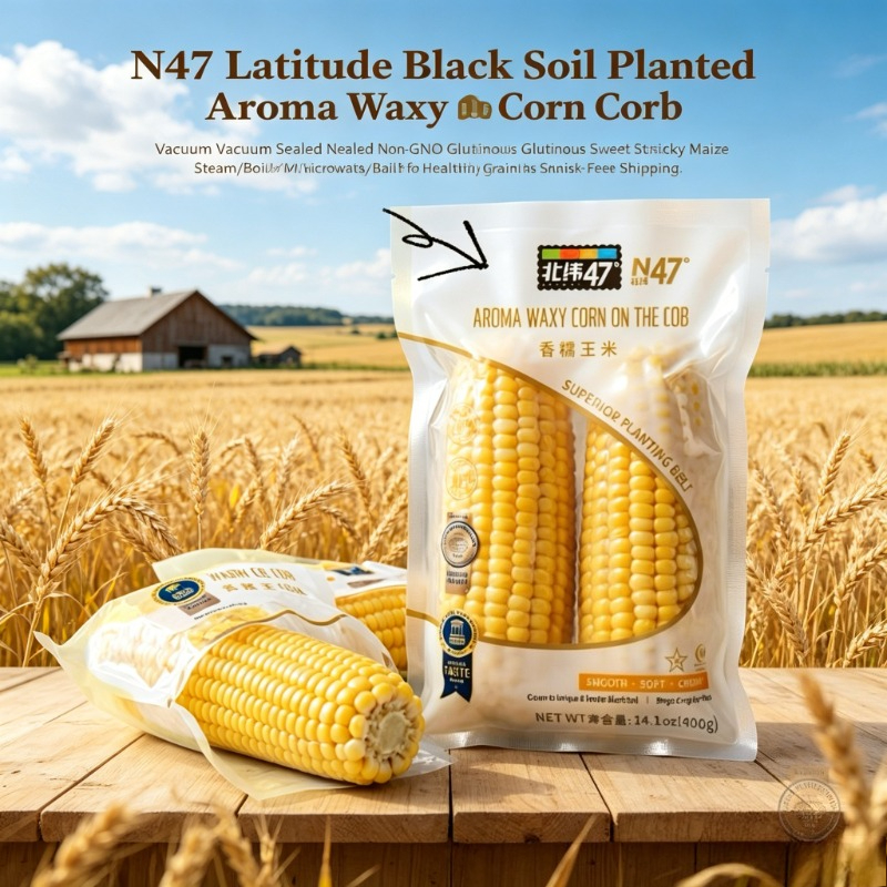 N47 Maïs noir cireux en graine, doux et collant, non-OGM, scellé sous vide, pour cuisson vapeur, micro-ondes, grill, barbecue, collation saine à base de céréales