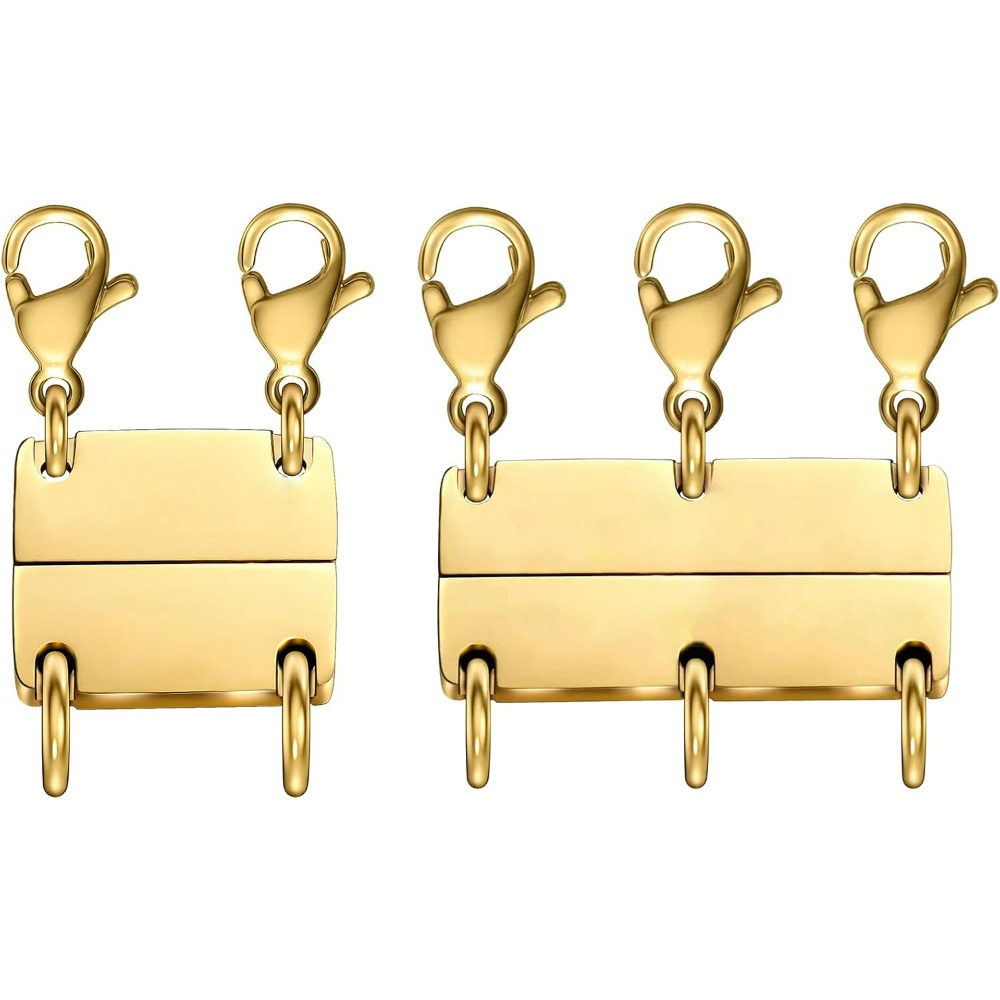 Fecho de colar em camadas, fecho de joias, separador de ouro e prata 18K para colares e correntes empilháveis