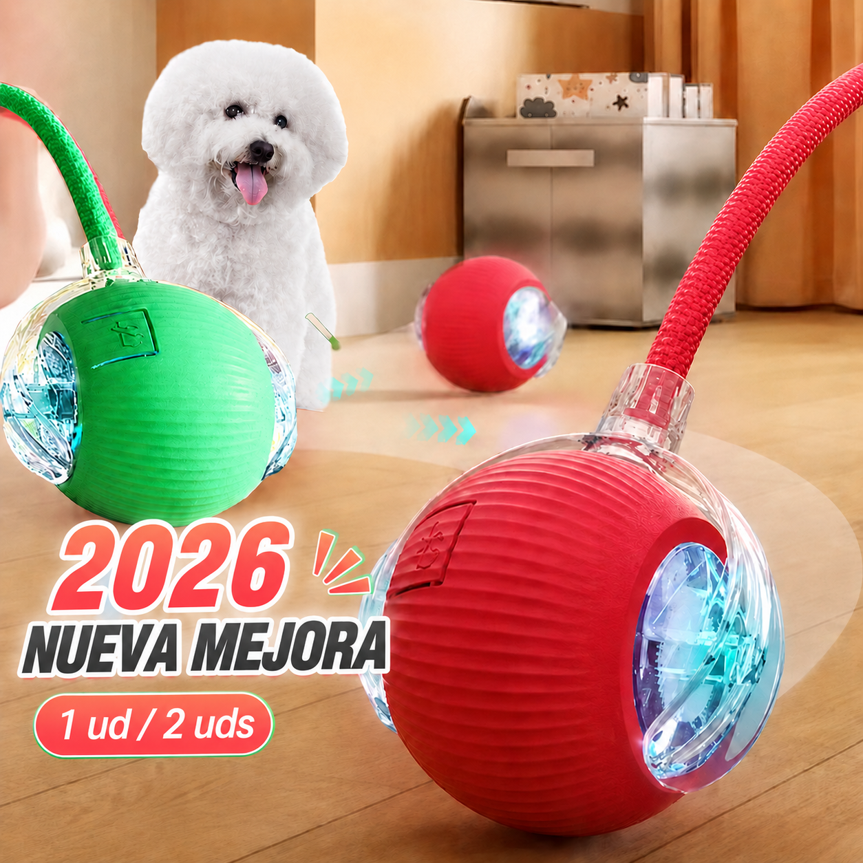 Nuevo juguete interactivo de pelota para perros, pelota rodante automática para perros recargable, juguete interactivo para cachorros inteligentes, juguete de bolas inteligentes para perros