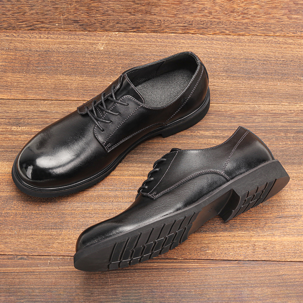 Echtes Leder Herren Derby Schuhe Ultraleicht Bequeme Mode Herren Freizeitschuhe Schwarze Herren Lederschuhe # KD6675