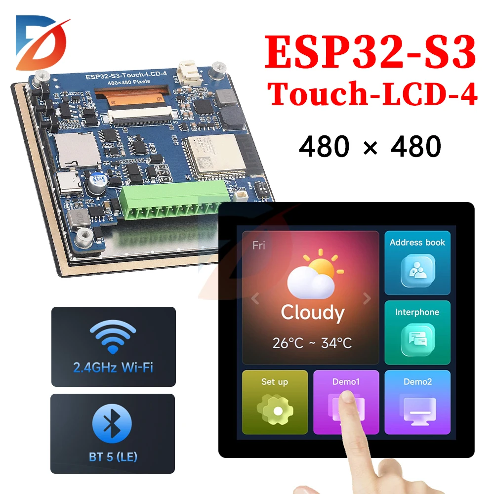 ESP32 S3 4-inch LCD-ontwikkelbord Capacitief touchscreen 480x480 ESP32-S3-Touch-LCD-4 Ondersteuning voor WiFi en Bluetooth