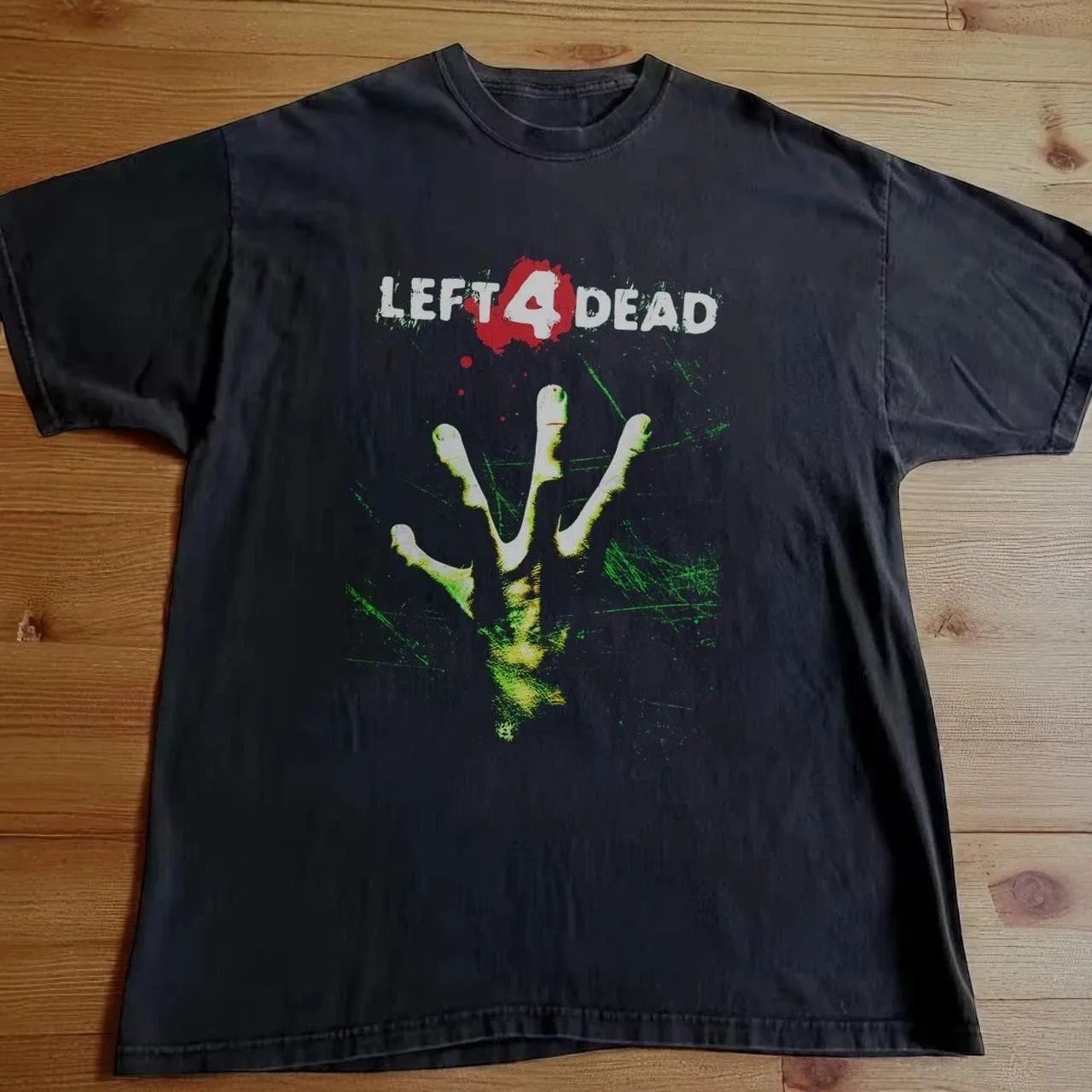 T-Shirt Vintage con Stampa Grafica Y2k, Manica Corta Nera 'Left 4 Dead', Maglietta Oversize Retrò, Abbigliamento Casual Unisex