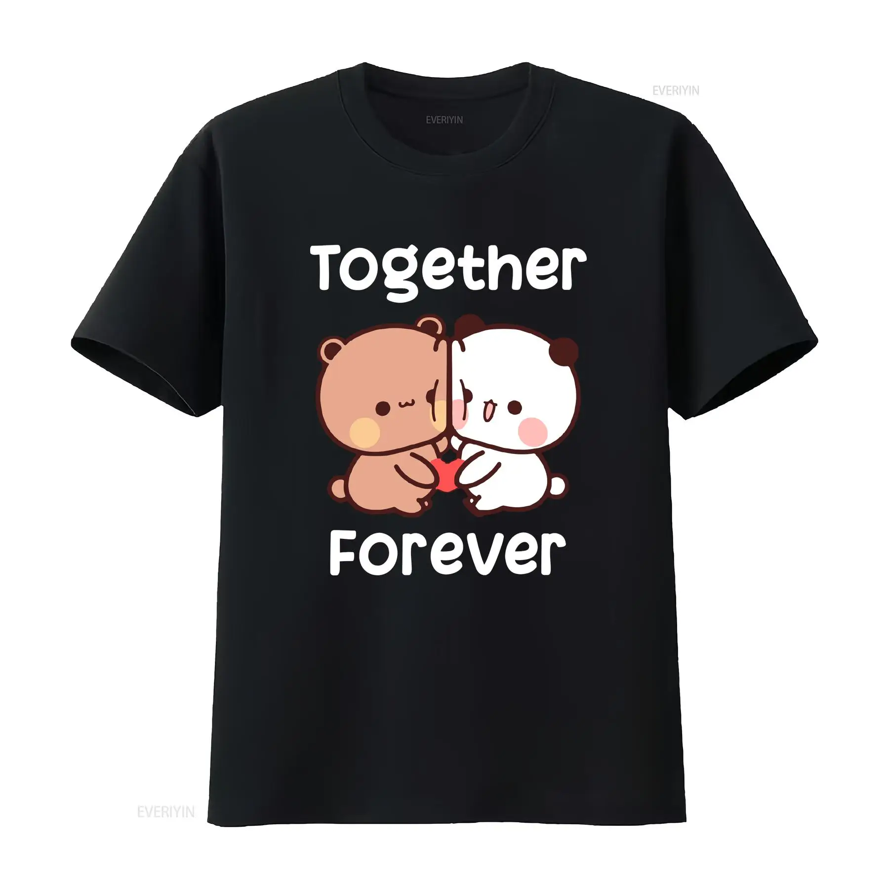 Camiseta Preta Vintage Bubu e Dudu Juntos Para Sempre Amantes, Lavada, Macia, Estampada, Unissex, Elástica, Confortável e Versátil