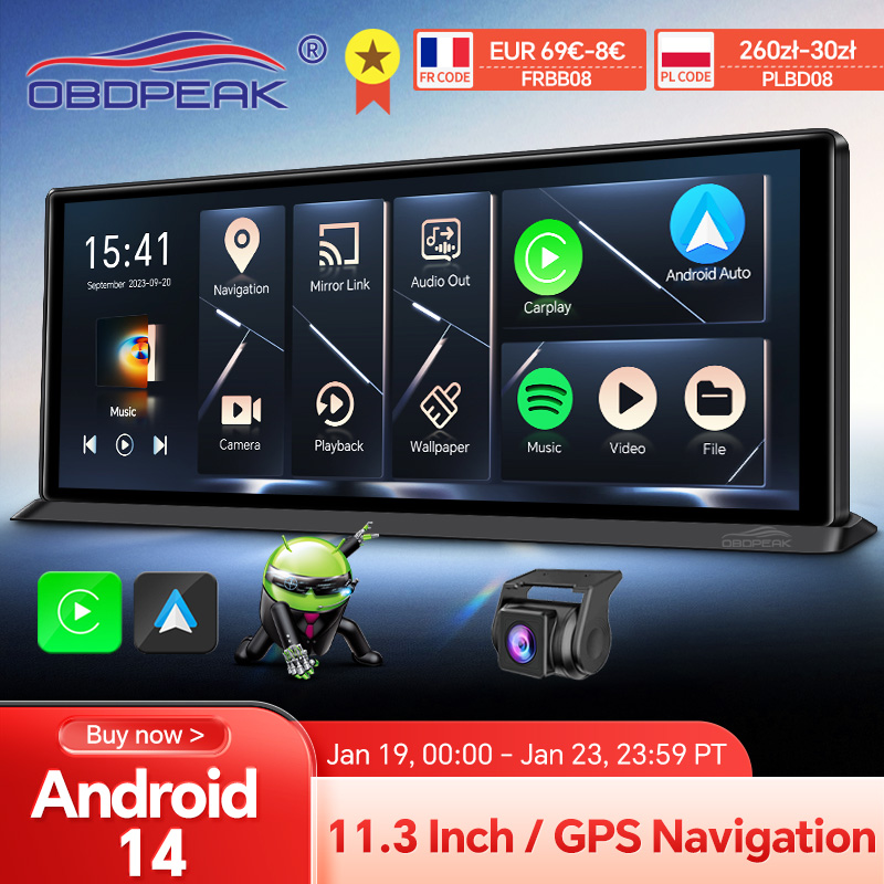 K60 Pro 11,3 дюйма 4G + 64G WIFI Android 14 AI Экран GPS-навигация Carplay Android AUTO 1080P Видеорегистратор Зеркало заднего вида Видеорегистратор