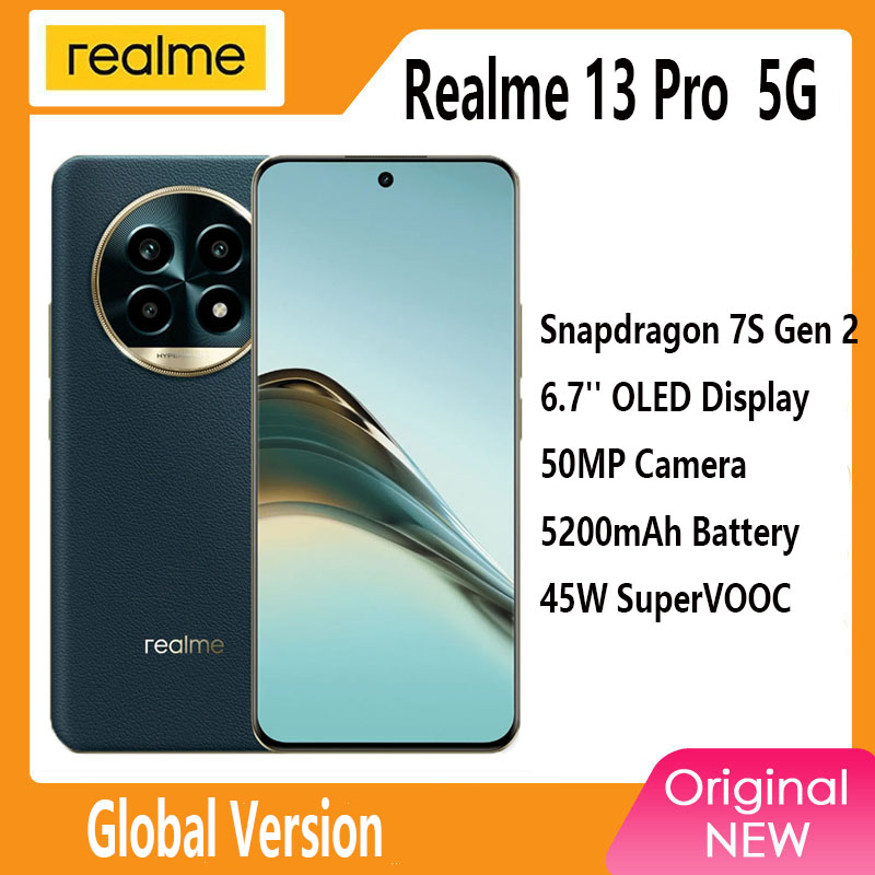 Versão global do smartphone realme 13 Pro 5G Smartphone Sony LYT-600 OIS Câmara Snapdragon 7s Gen 2 120Hz Ecrã de visão curvada Bateria 5200mAh Caraterísticas de imagiologia AI