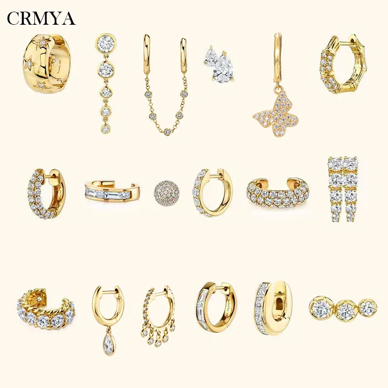 CRMYA Orecchini a cerchio color oro per le donne Moda CZ Zircone Piercing Orecchini pendenti con perno da donna 2022 Commercio all'ingrosso di gioielli
