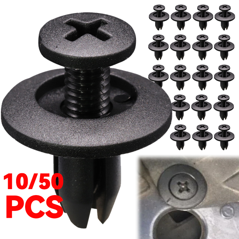 Remaches de plástico de 8mm, tornillos de sujeción, guardabarros de parachoques de coche, remaches negros, Clips de sujeción para Toyota Focus Kia Nissan Yamaha