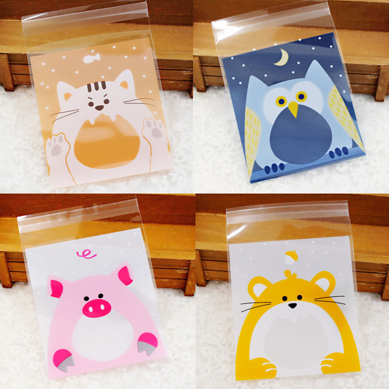 100 piezas de bolsa de plástico con patrón de paisaje animal, bolsa de regalo de Navidad, bolsa de dulces de boda, bolsa autoadhesiva OPP, bolsa de fiesta de vacaciones