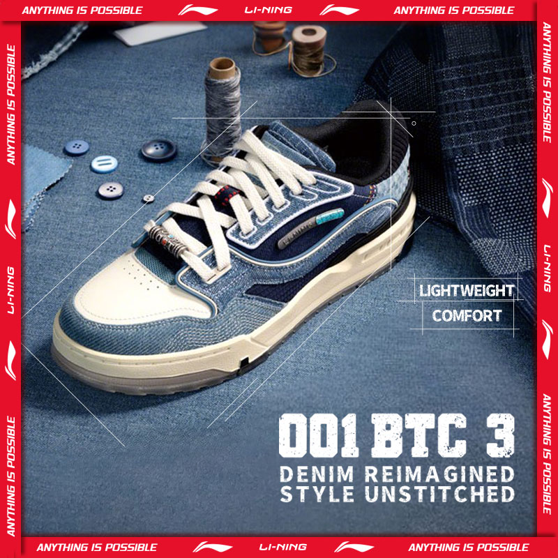 Li-Ning унисекс 001 BTC 3, обувь для образ жизни, легкие ретро-модные кроссовки с подкладкой для мужчин и женщин, классические повседневные кроссовки AGCV281