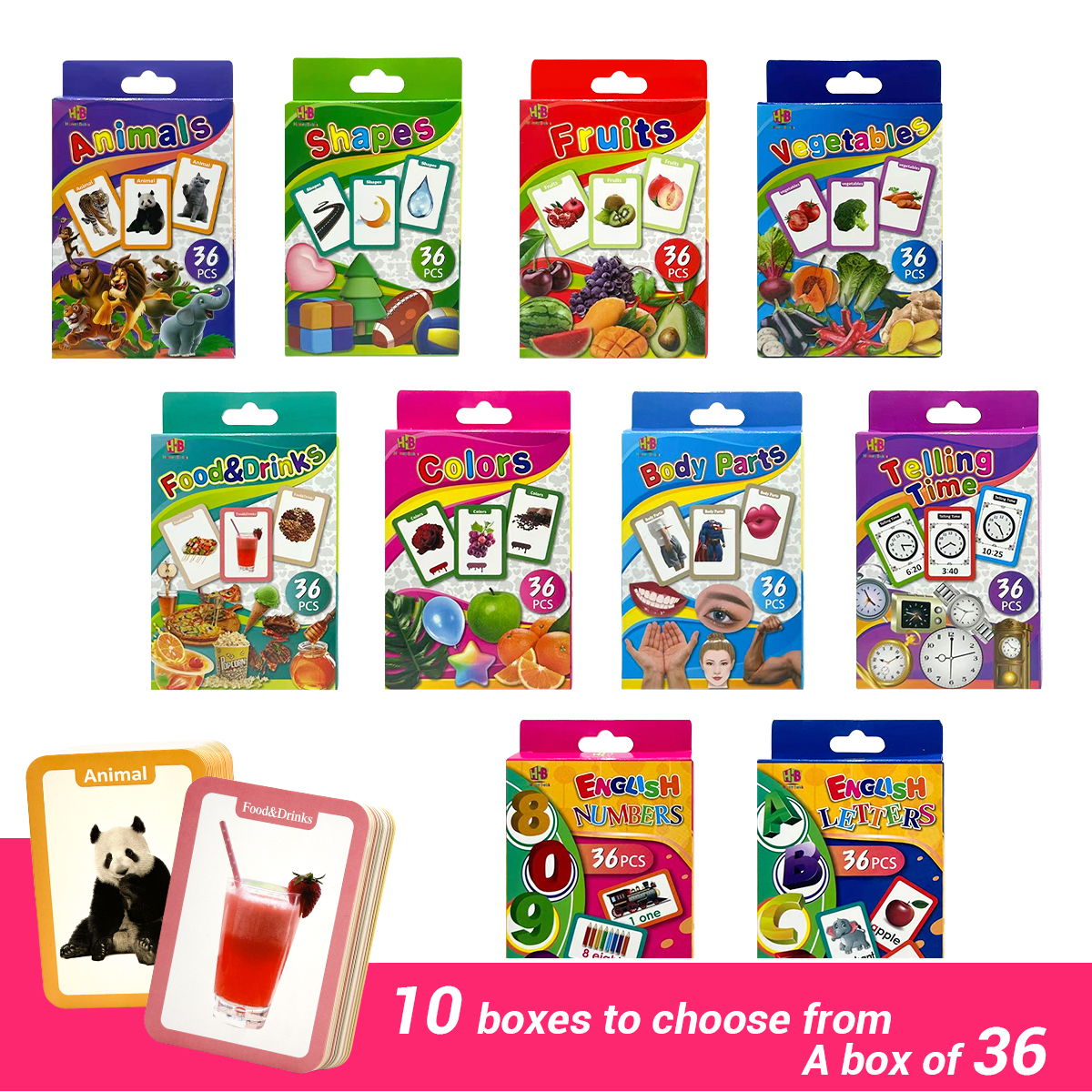 Animal letter flashcards, pre-school educational resources for learning numbers, colors, shapes, and fun learning gifts