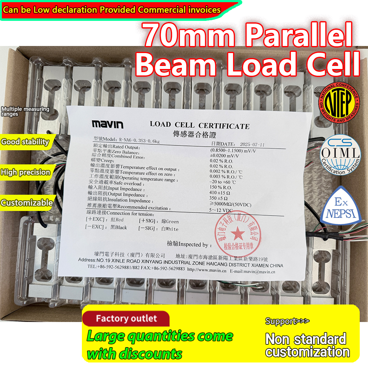 ZZPH6 Hoge Precisie Weegcel 0,3kg-10kg Aluminium Legering Enkelpunts Gewichtsensor MAVIN NA6 voor T70koffie Prijsberekening Telling