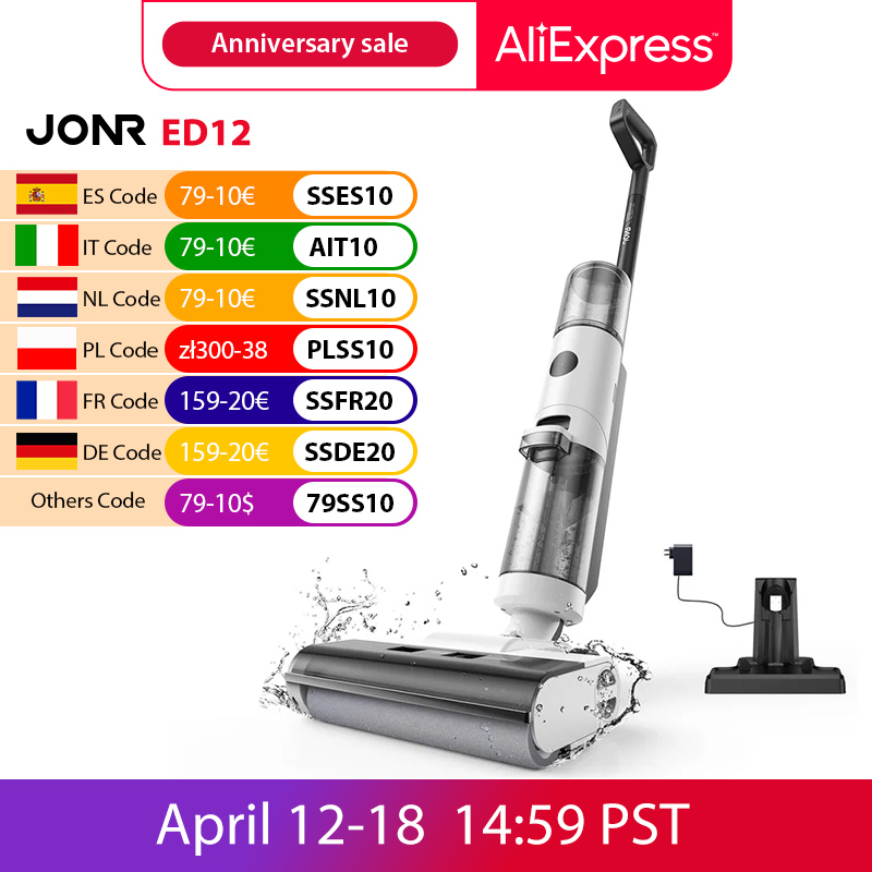 Jonr ED12 Aspirapolvere senza fili 9000Pa Aspirapolvere senza fili Mop autopulente professionale per elettrodomestici intelligenti