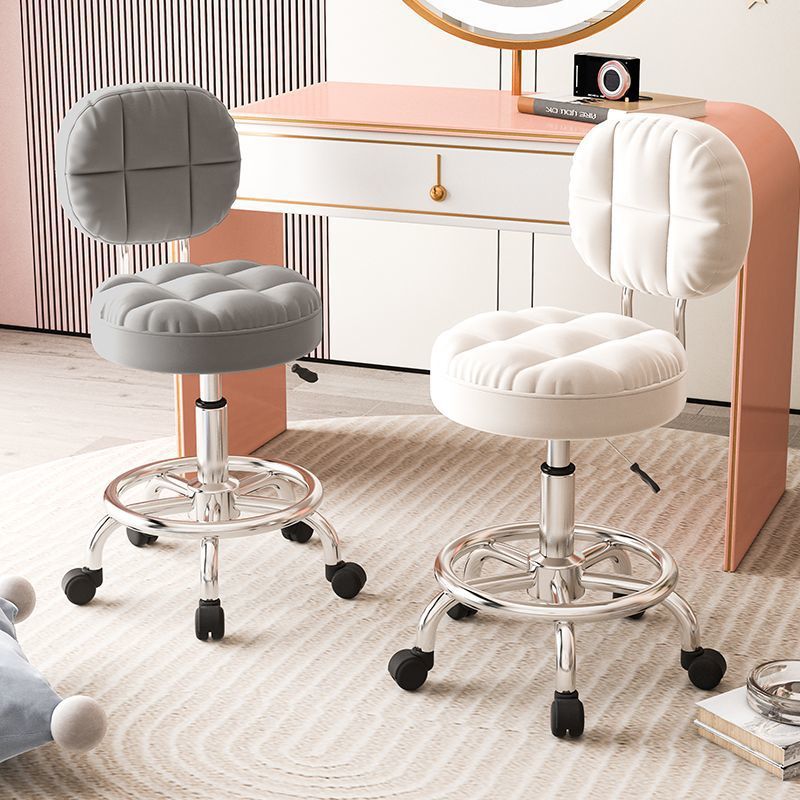 Taburete de salón moderno con ruedas, silla de peluquero con elevación giratoria, asiento redondo de esponja cómodo para uñas, sillas profesionales de peluquería