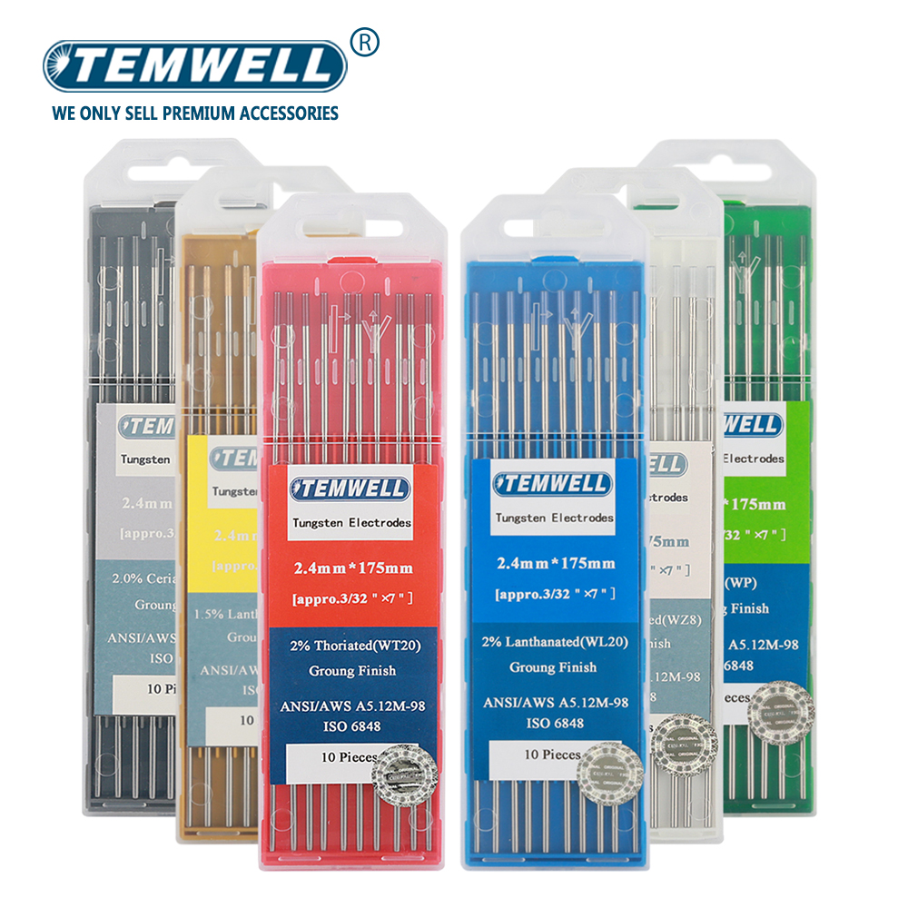 Professional ทังสเตนอิเล็กโทรดแท่งเชื่อม TIG 150 มม.6 "1.0 1.6 2.4 3.2 มม.WL20 WT20 WC20 WL15 WZ8 WY20 WP WR เครื่องเชื่อม