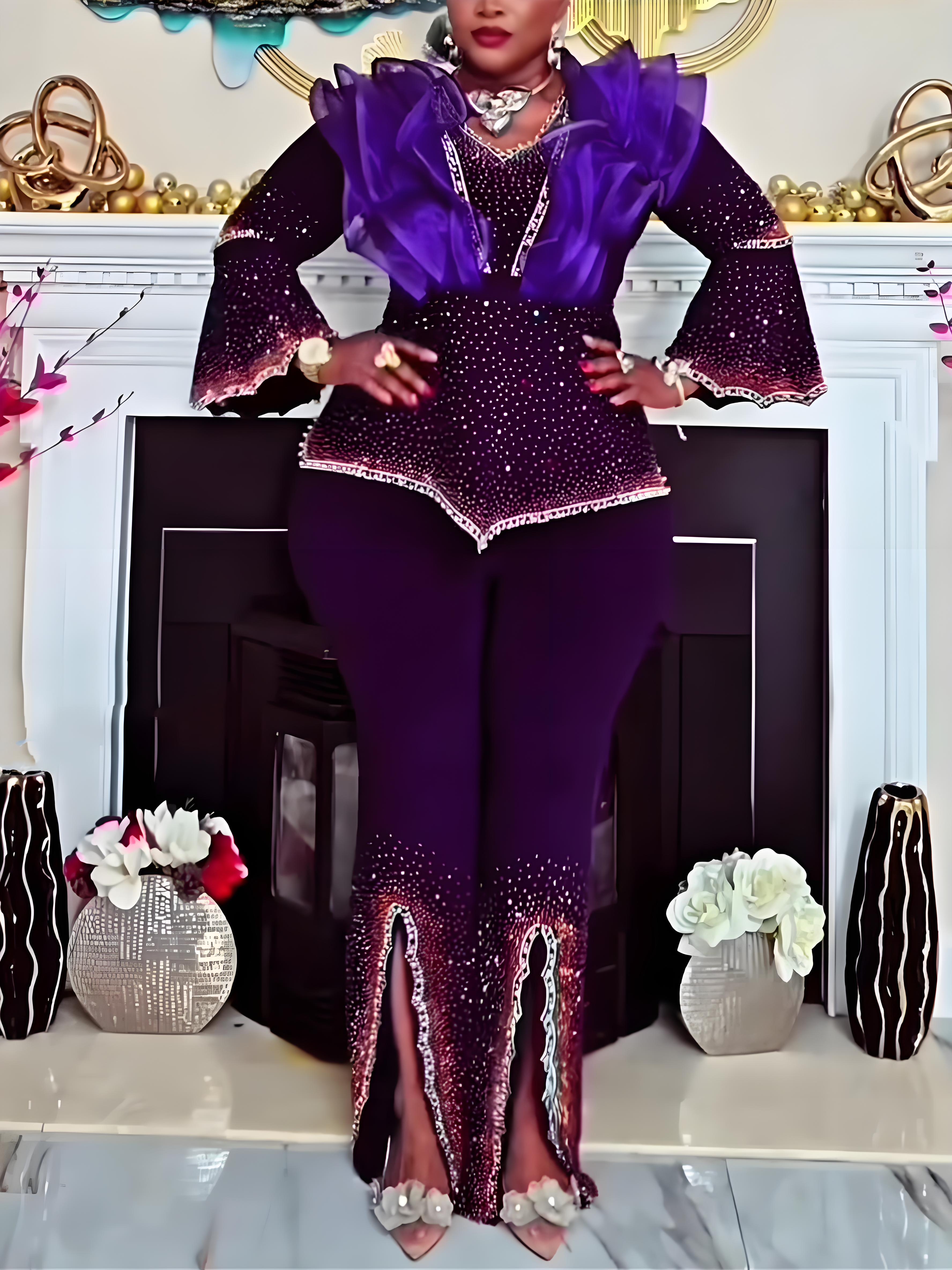 African Clothes for Women 2 PCS Sets Tops And Trousers Suits Dashiki Ankara Turkey Outfit Plus Size Wedding Party Clothing