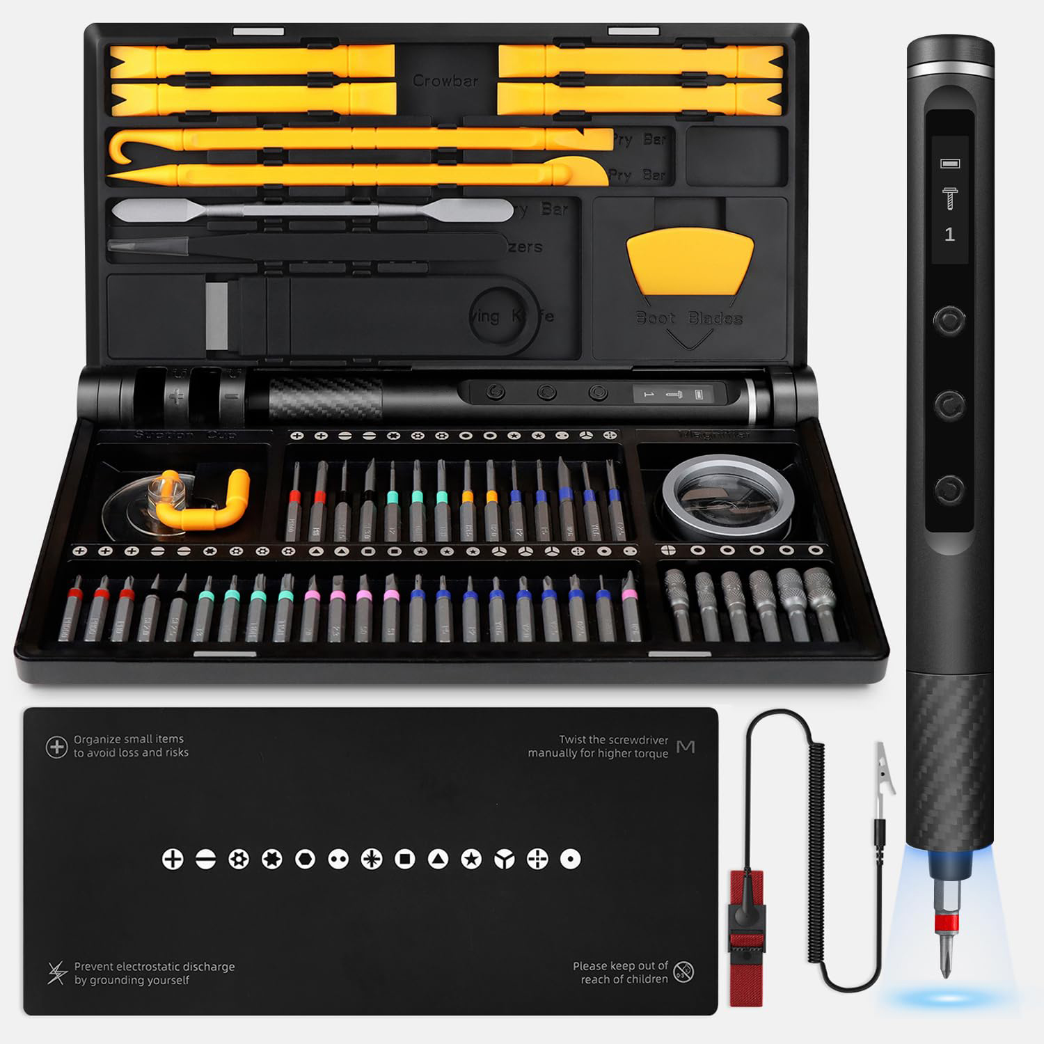 71-in-1 precisie-elektrische schroevendraaierset S2 gelegeerd staal met hoge hardheid en LED-licht Multifunctioneel reparatiegereedschap voor camera DIY