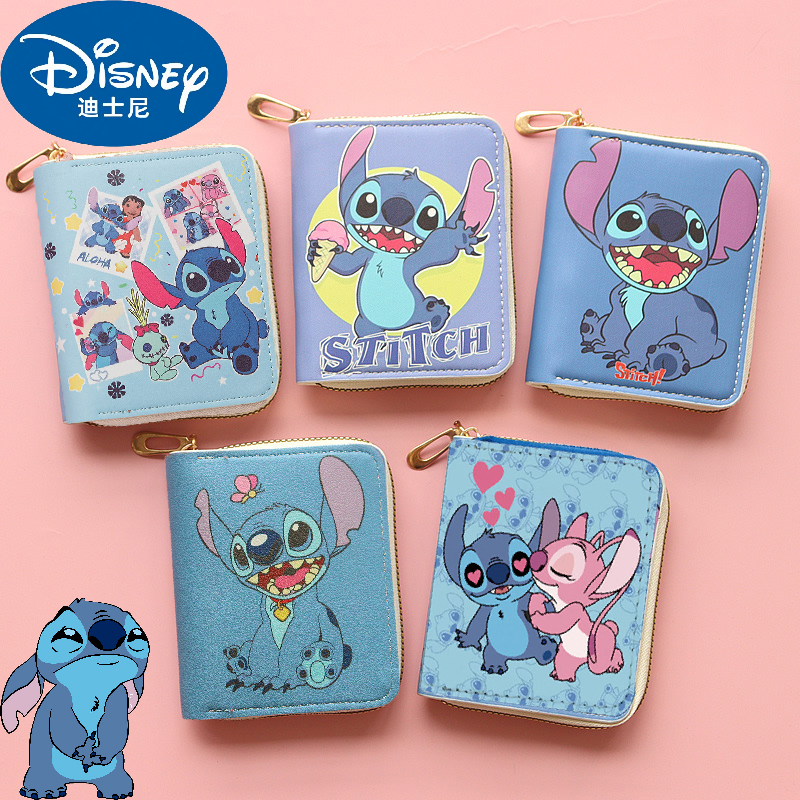 Кошелек Disney Anime Stitch Kawaii, детский кошелек для монет Лило и Стич, подарок на день рождения, сумка для карт с героями мультфильмов, подарок для девочки