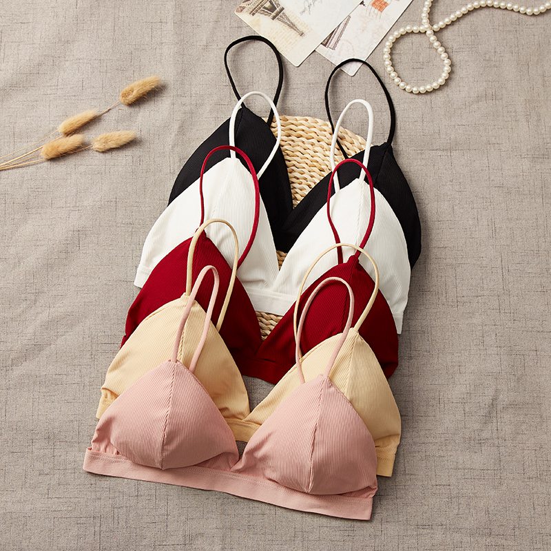 Vrouwen 1/3 Cup Tank Top Naadloze Crop Top Effen Kleur Ondergoed Sexy Lingerie V-hals Non-wire Bra Top Gewatteerde Hemdje