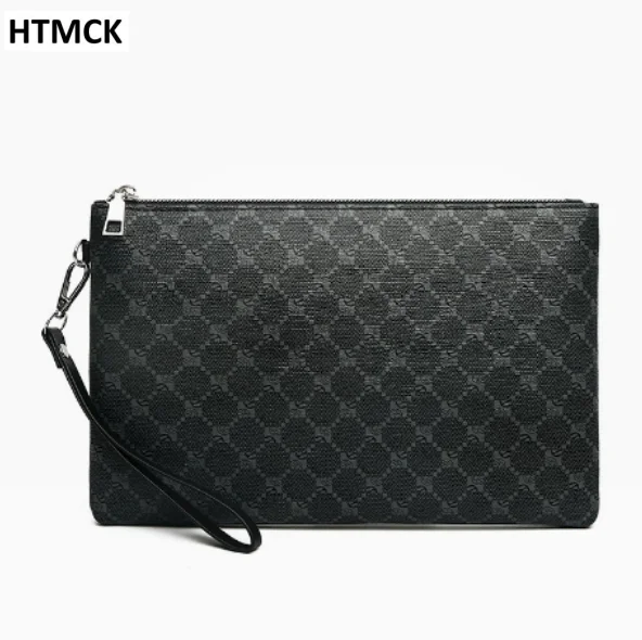 Men's Leather Messenger Bag Slim Business Envelope Clutch Phone Crossbody Bag Fashionable Lightweight Hand Carry Bag