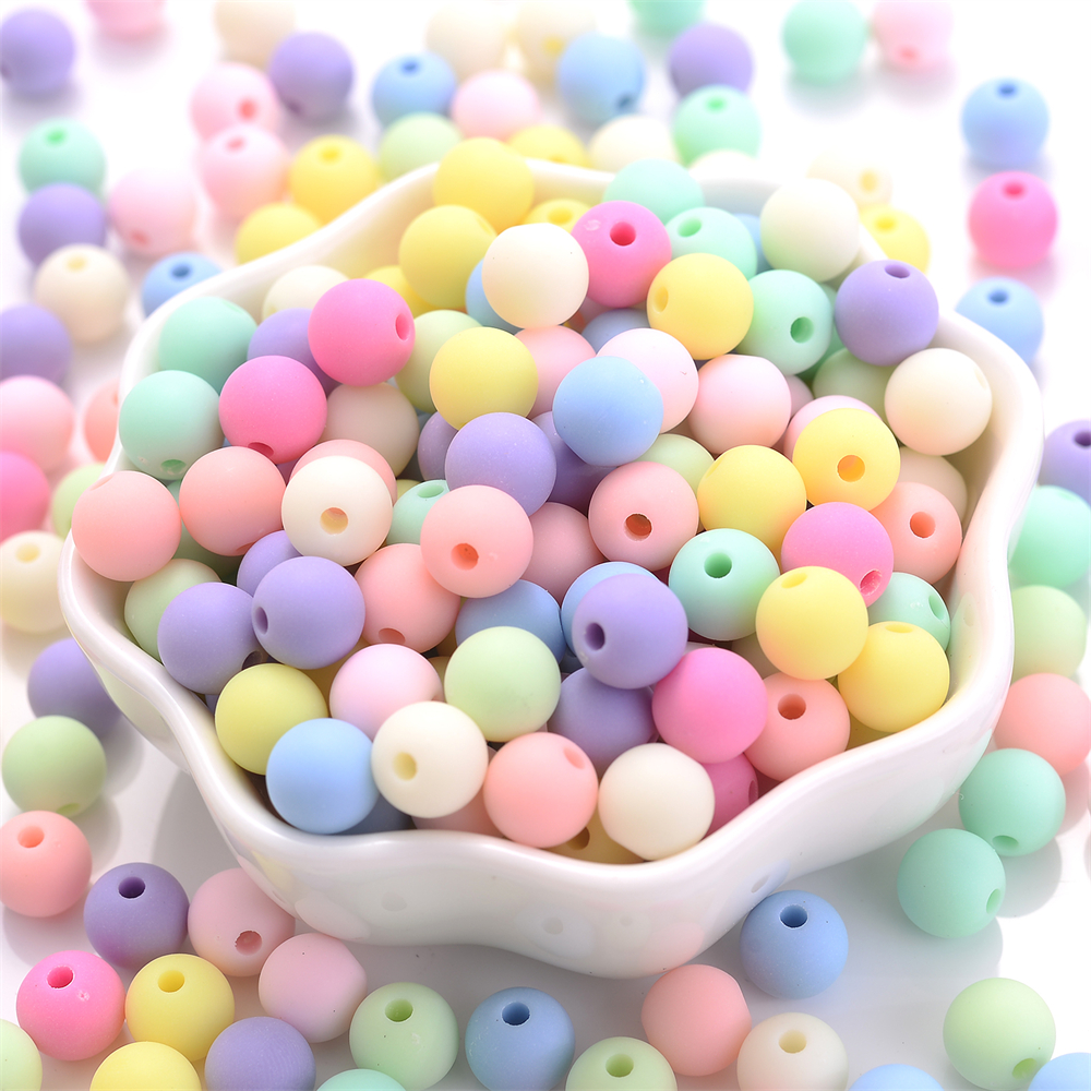Mélange de perles d'espacement macaron en acrylique mat, 6/8/10/12/14mm, bijoux amples, perles rondes pour la fabrication de bracelets, colliers, boucles d'oreilles, bijoux à faire soi-même