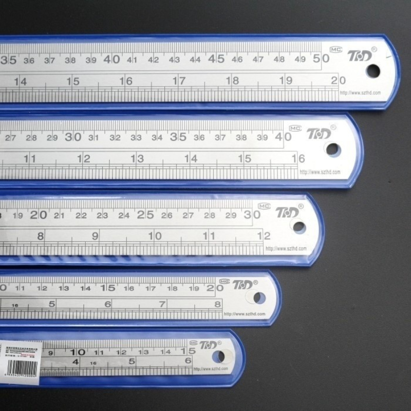 2 Stuks Dikker 15 Cm-40 Cm Rvs Liniaal 39 Inch Britse Schaal Duurzaam Meetinstrument Voor School kantoor Huishouden