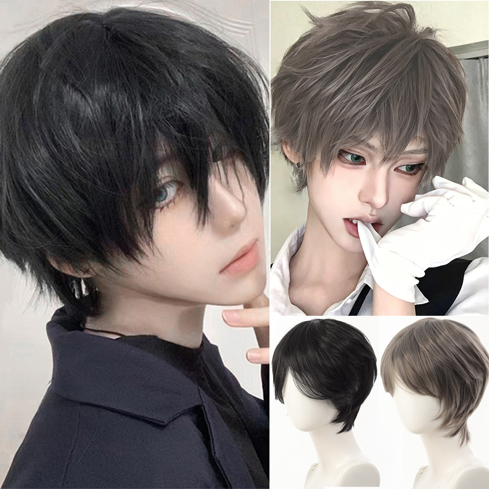 Peruka anime z syntetycznego włókna, odporna na wysokie temperatury, idealna do stylizacji prostych włosów, idealna na cosplay, imprezy tematyczne, peruka męska, Boże Narodzenie.