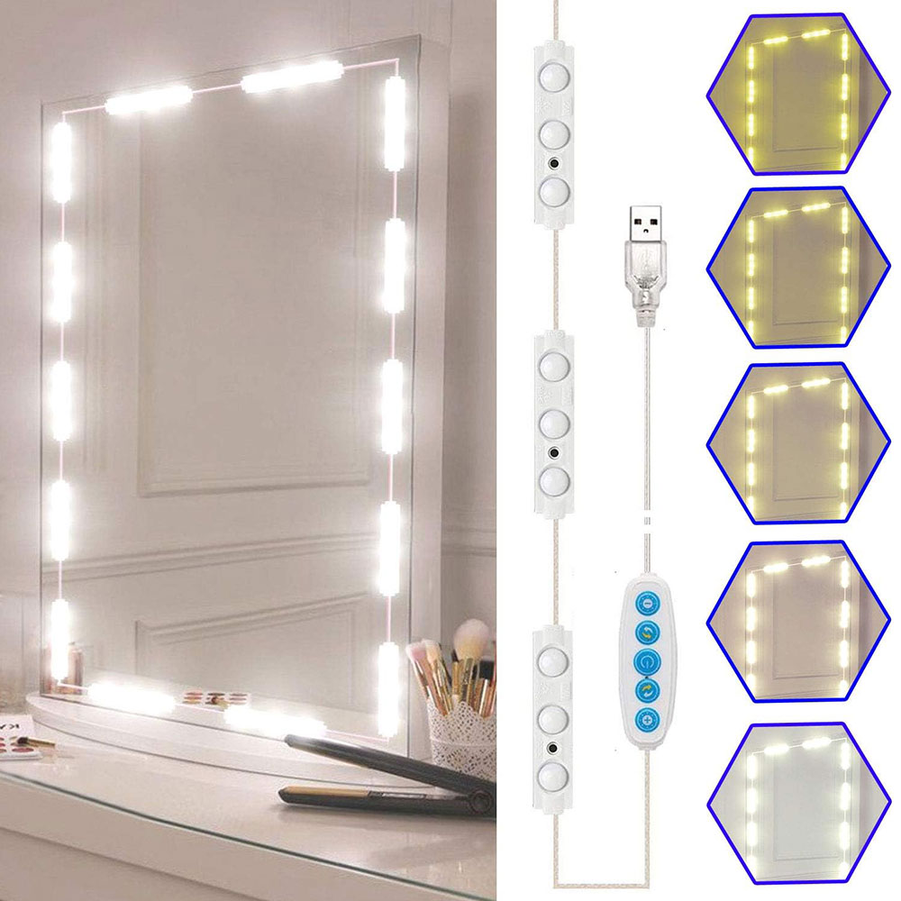 Make-upspiegel LED-lampen Vanity Lights USB 5V Badkamer Kaptafel Verlichting Dimbaar 5 Kleuren Hollywood LED Vanity Light
