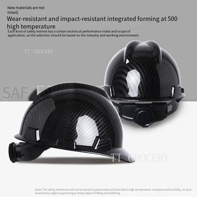 Carbon Fiber Safety Helmet Thickened ABS Hard Hat for Construction Sites Impact-Resistant Shock-Absorbing Anti-Crush Protective