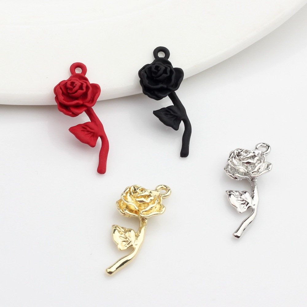 Petits bijoux en alliage de fleurs roses vintage romantiques, accessoires d'artisanat, résultats exécutifs, 10 pièces par paquet