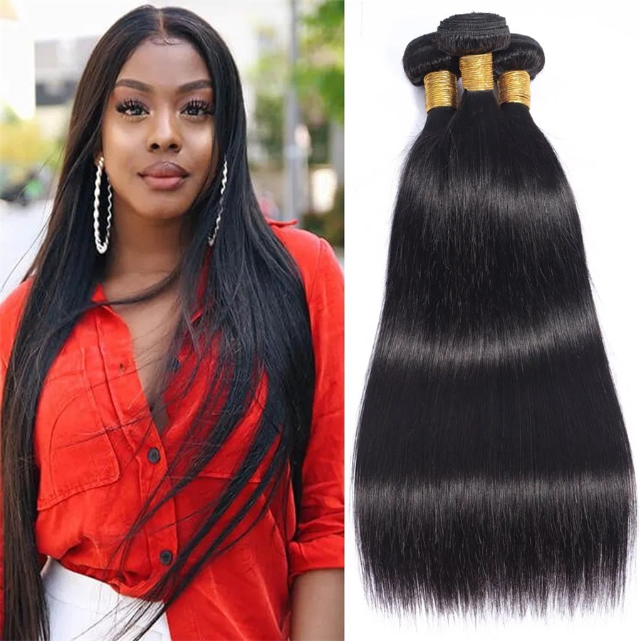 3 Bundles Unprocessed Brazilian Virgin Hair Quick Weave Extensions Straight Human Hair 10A Grade Double Weft Natural Black