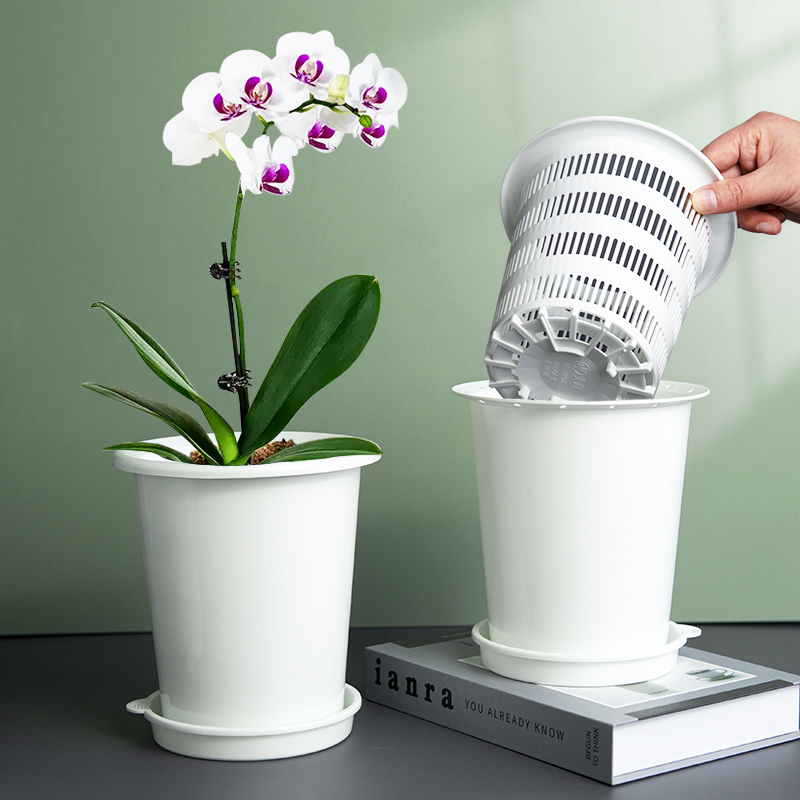 Siatkowa plastikowa doniczka na kwiaty Doniczka na orchidee z otworami Dwuwarstwowa doniczka na orchidee do przesadzania Zestawy ogrodowe do sadzenia w domu