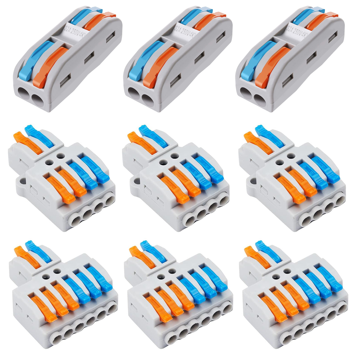 9 stks Compact Splicing Wire Connectors Assortiment Pack Hendel Connector Kit, Snelle Bedrading Connector voor AWG 28-12