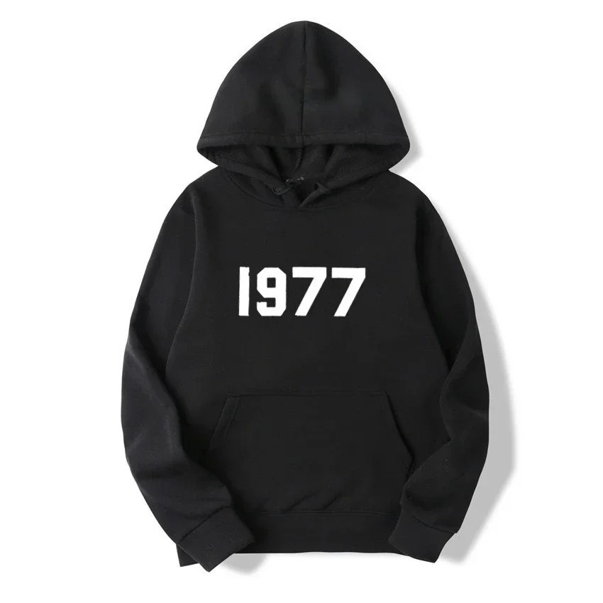 Modna bluza z kapturem z edycji 1977 - Popularny styl hip-hopowy streetwear - Prosty styl - Intensywny, najlepiej sprzedający się, sportowy model na wiosnę/jesień