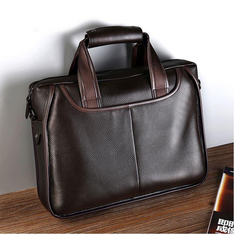 Maletín de cuero genuino para hombre, bolso de negocios, bolsos de mensajero, bolso de hombro Vintage para hombre, gran capacidad
