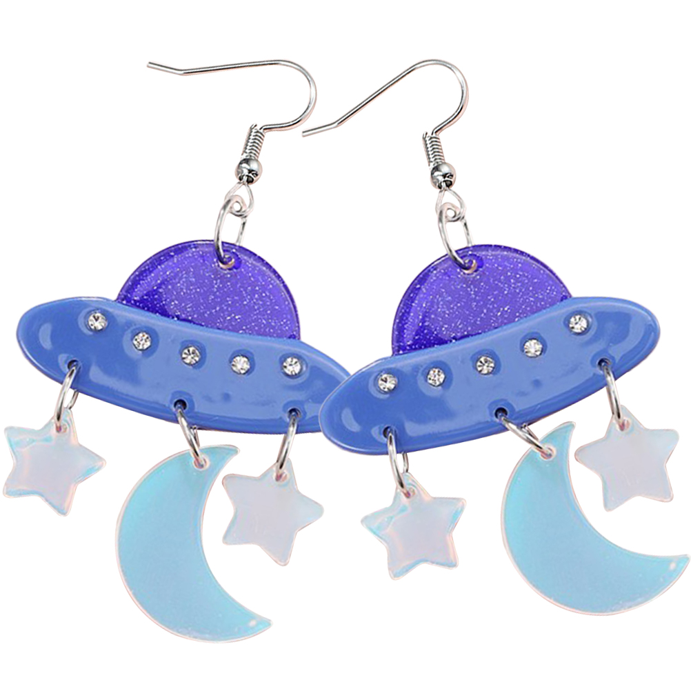 Anting Alien Akrilik Ruang untuk Wanita Liontin Kostum Perhiasan Trendi Fashion Lucu Miss