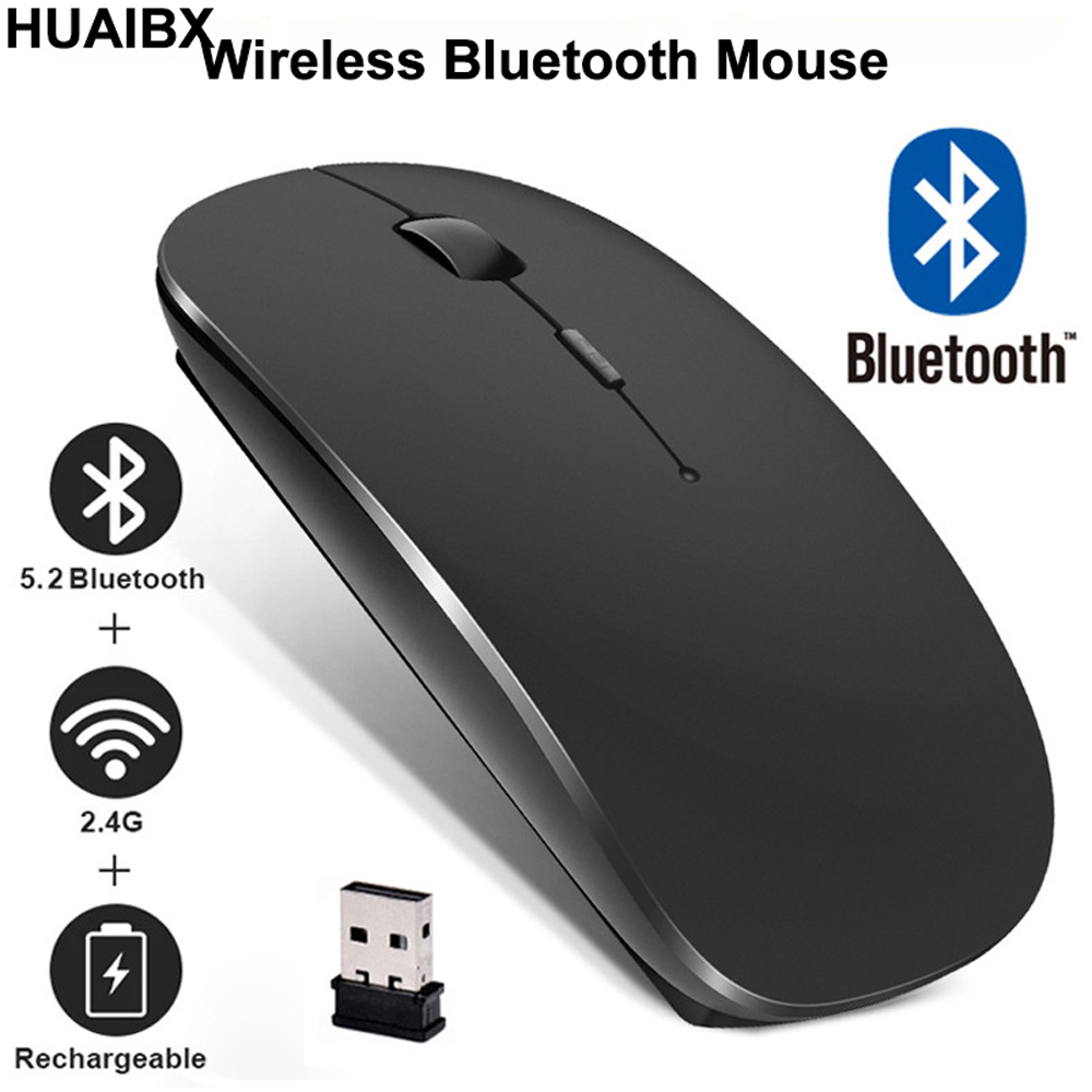 Mysz bezprzewodowa Bluetooth 2.4GHz, dwu trybowa, RGB, ładowalna, cicha, smukła, kompatybilna z PC, iPadem, laptopem, komputerem.