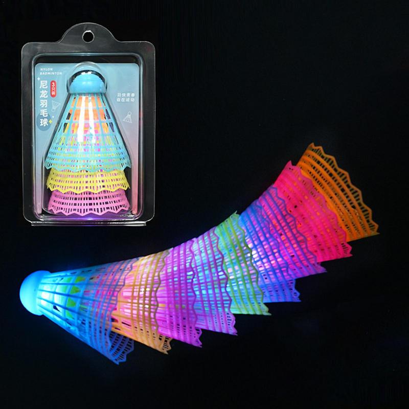 3 stücke LED Licht-up Badminton Bälle Bunte Kunststoff Badminton Shuttlecocks Kinder Badminton Training Hohe Elastizität Shuttles