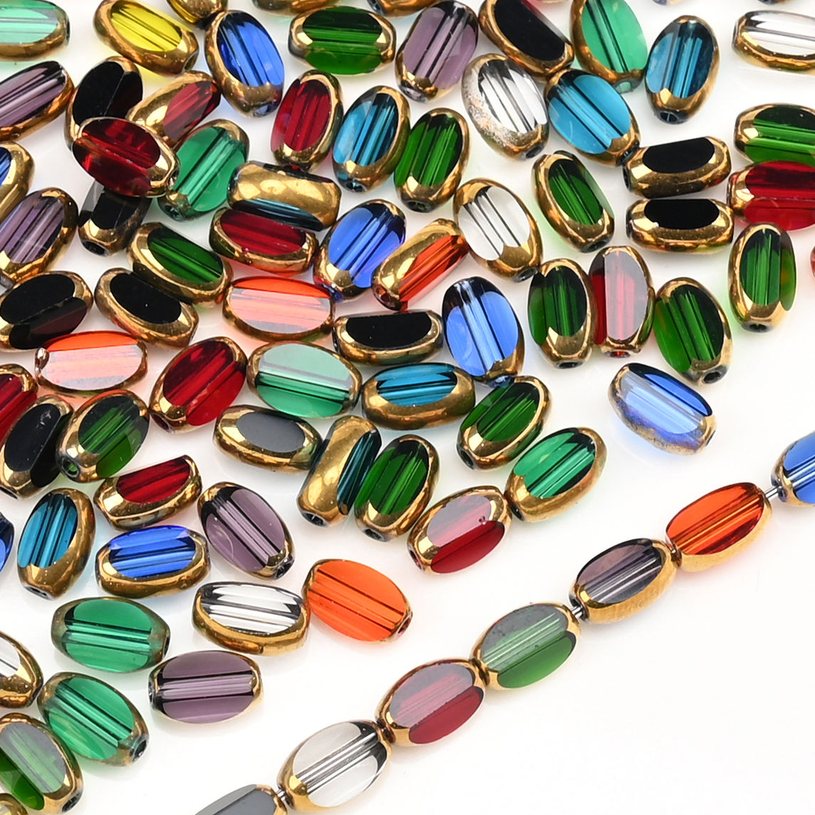 Perline di vetro ovali briolette da 6 mm placcate in cristallo color dorato con perline distanziatrici allentate, bracciale fai da te, collana, perline, accessori