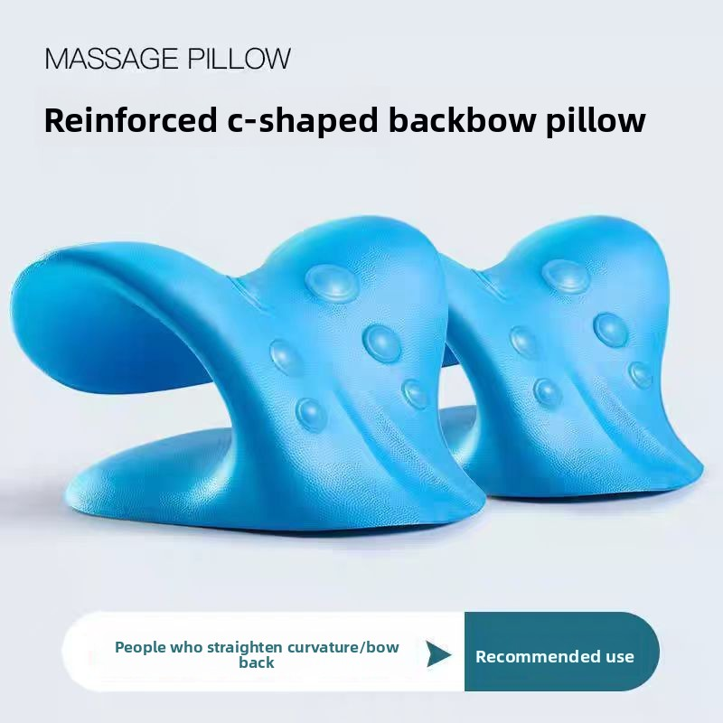 Almofada em forma de C para massagem cervical, almofada de correção do pescoço, suporte para tração, almofada de massagem, equipamento de proteção da saúde