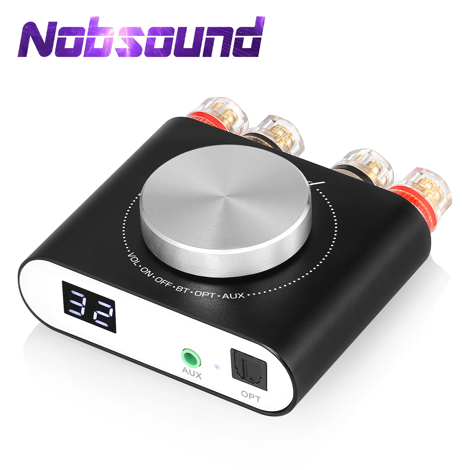 Nobsound เครื่องขยายเสียงดิจิทัลขนาดเล็กระบบออปติคัล Q10ตัวรับสัญญาณ5.0บลูทูธไฮไฟคลาสดีโต๊ะทำงานไฟฟ้า100W + 100W
