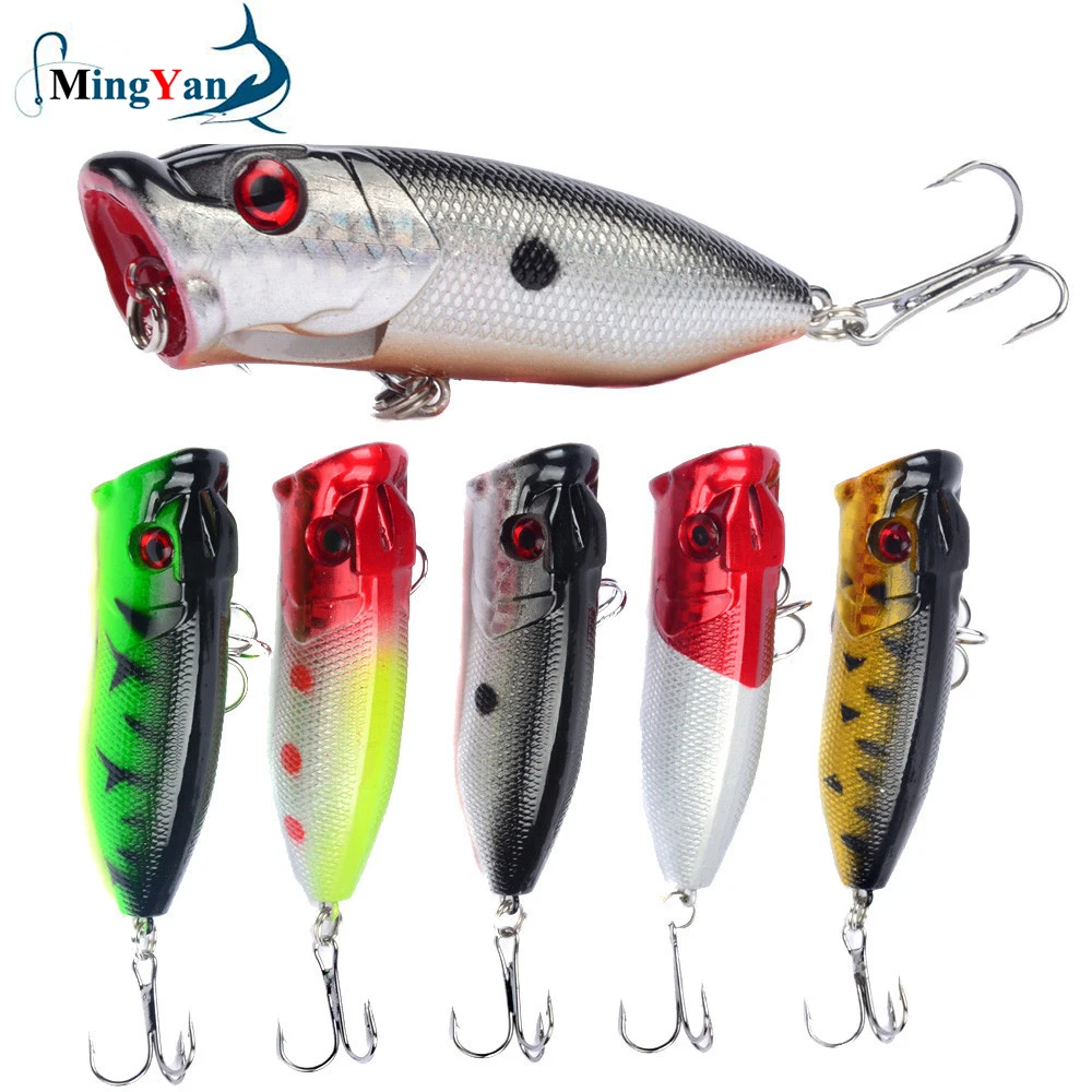 1 Buah Umpan Pancing Topwater Umpan Popper 6.5Cm 12G Umpan Keras Buatan Wobblers Umpan Pancing Plastik dengan 6 # Kait